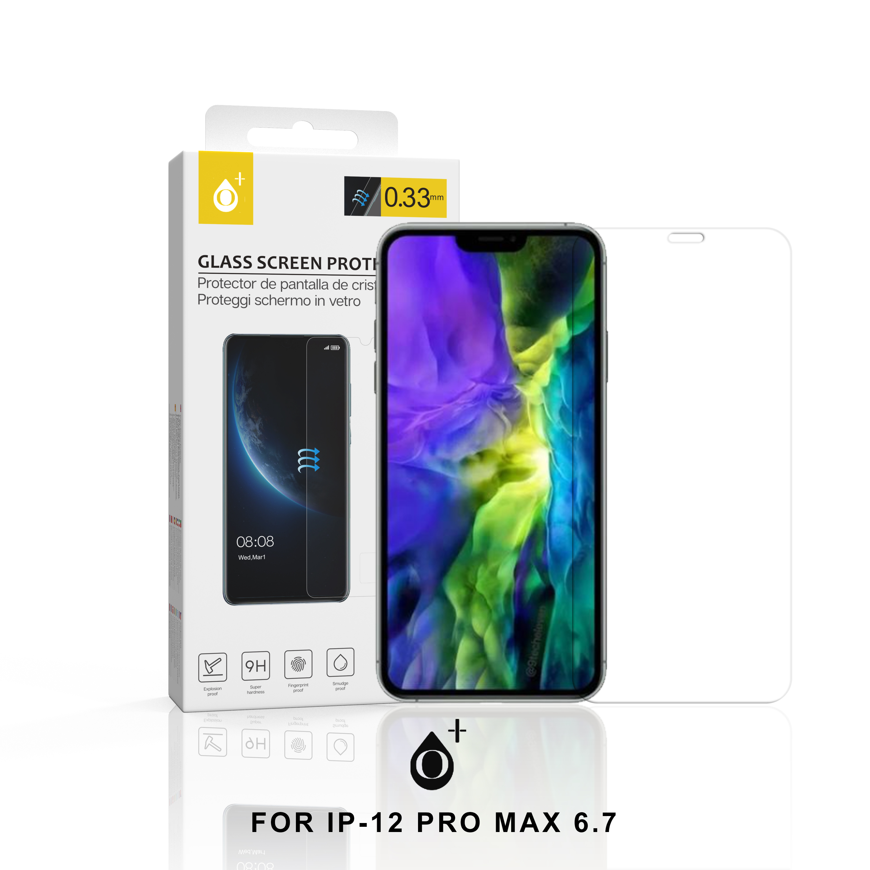 IP 12 Pro Max/6,7 Protector de Pantalla Cristal para Iphone 12 Pro Max /6,7