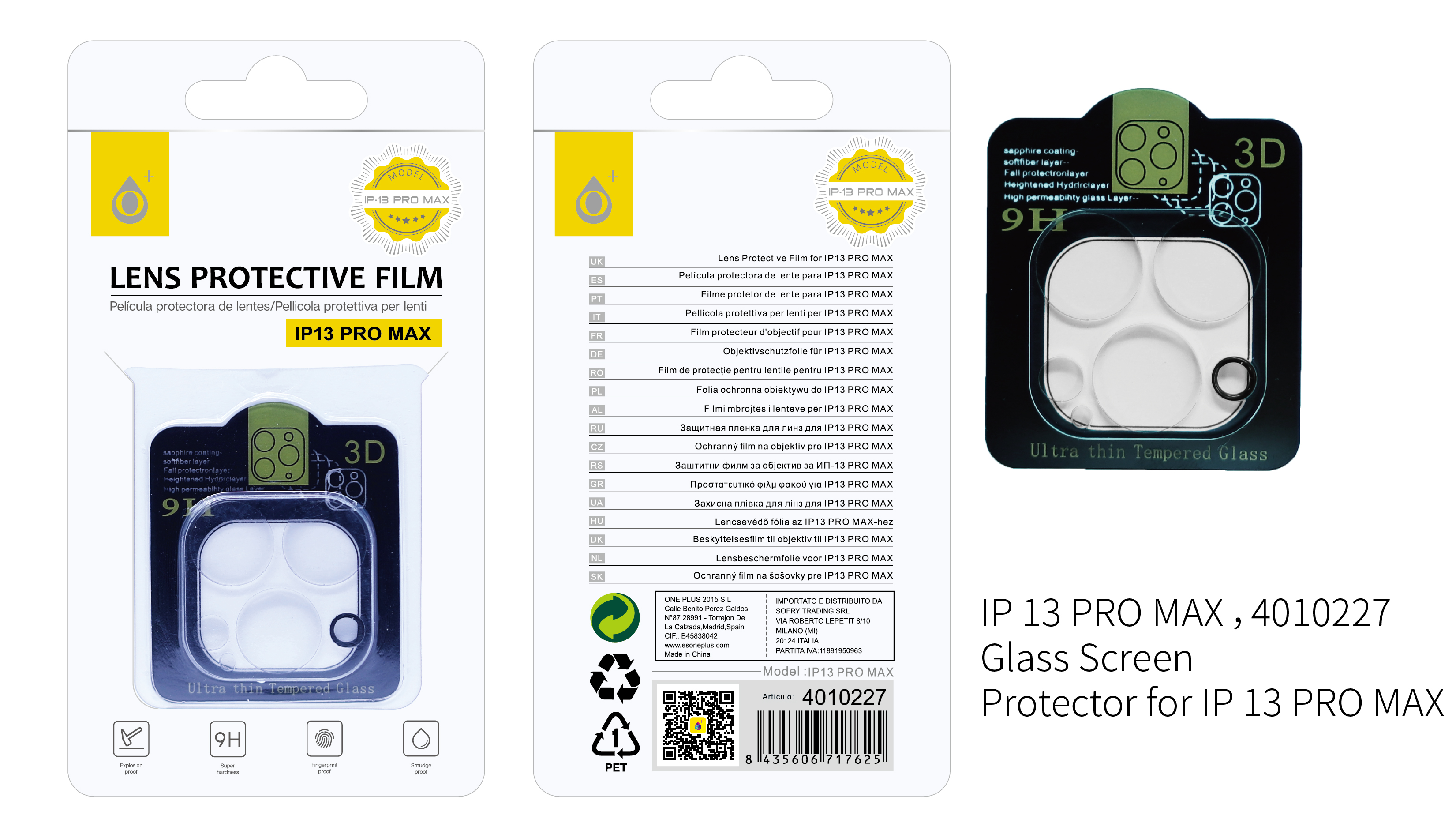 IP 13 Pro  Max Protector de Cristal para Camaras de Iphone IP 13 Pro  Max  , Transparente