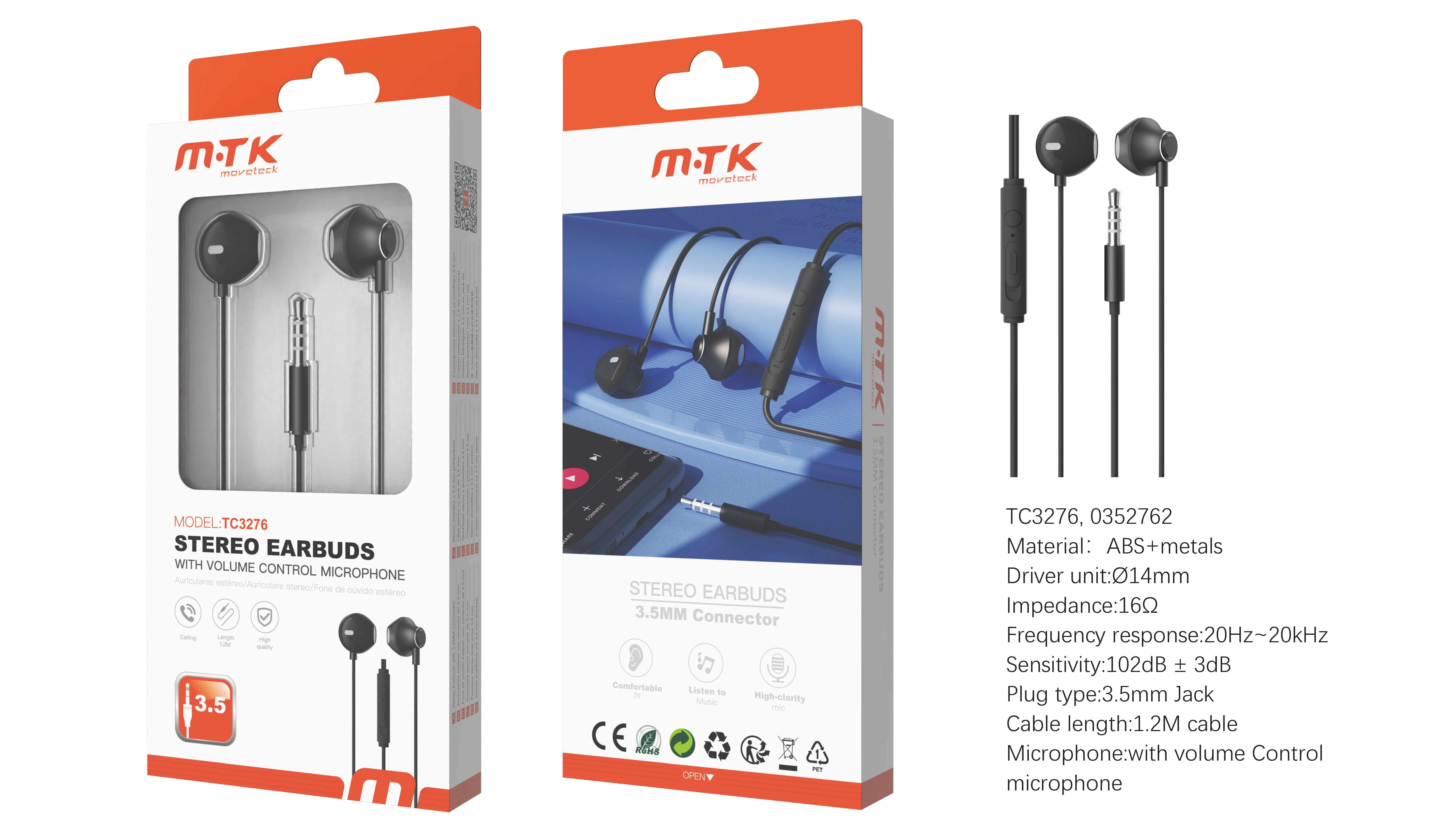 TC3276 NE Luxury Auricular Zoogle con microfono y boton de volumen, Jax 3.5mm, Cable 1.2m, Negro