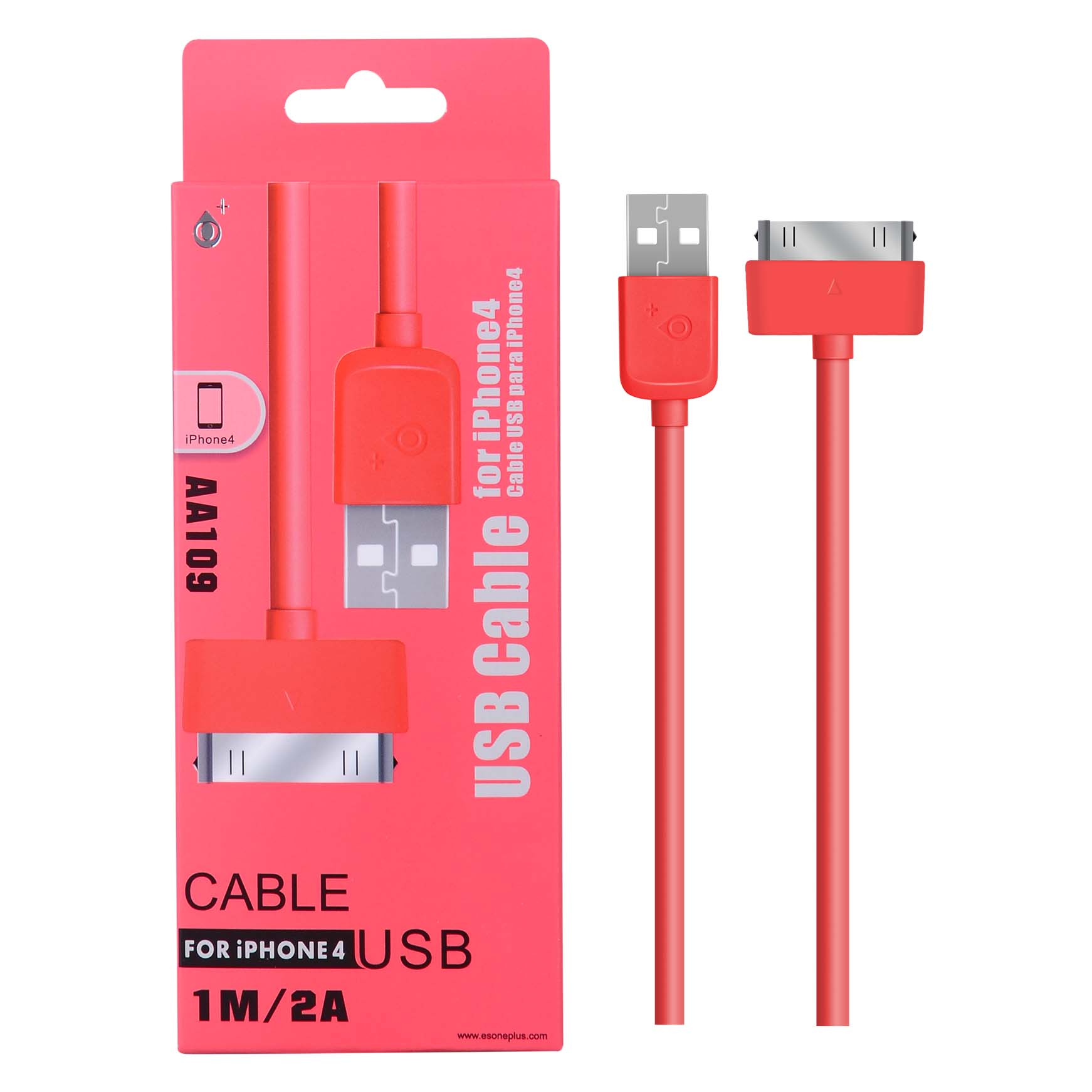 23101093 AA109 RJ Cable de Datos para Iphone 4, 2A 1M, Rojo