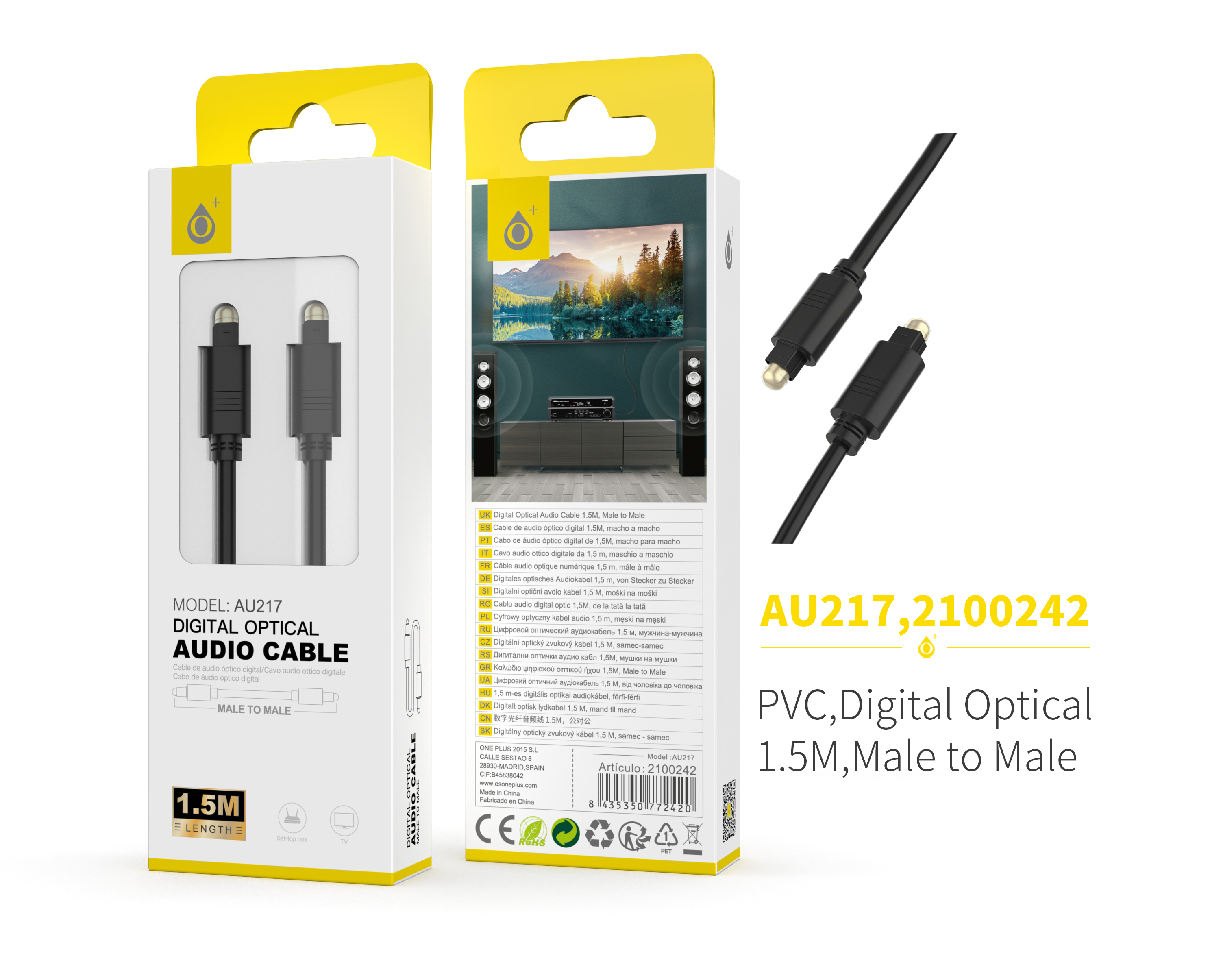 AU217 Cable Optical Toslink 1.5M