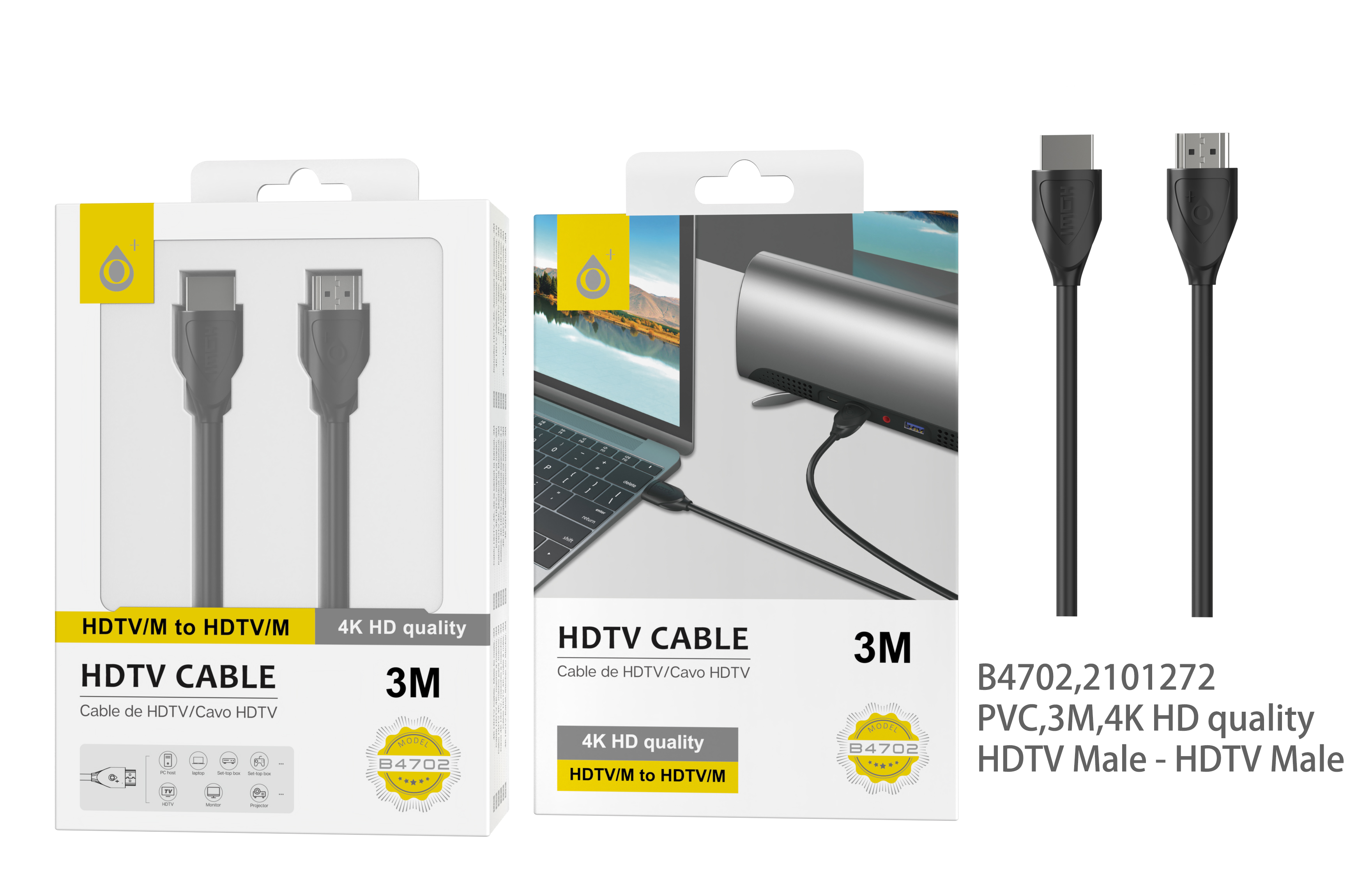 B4702 NE Cable HDMI 4K 3 m ,Negro