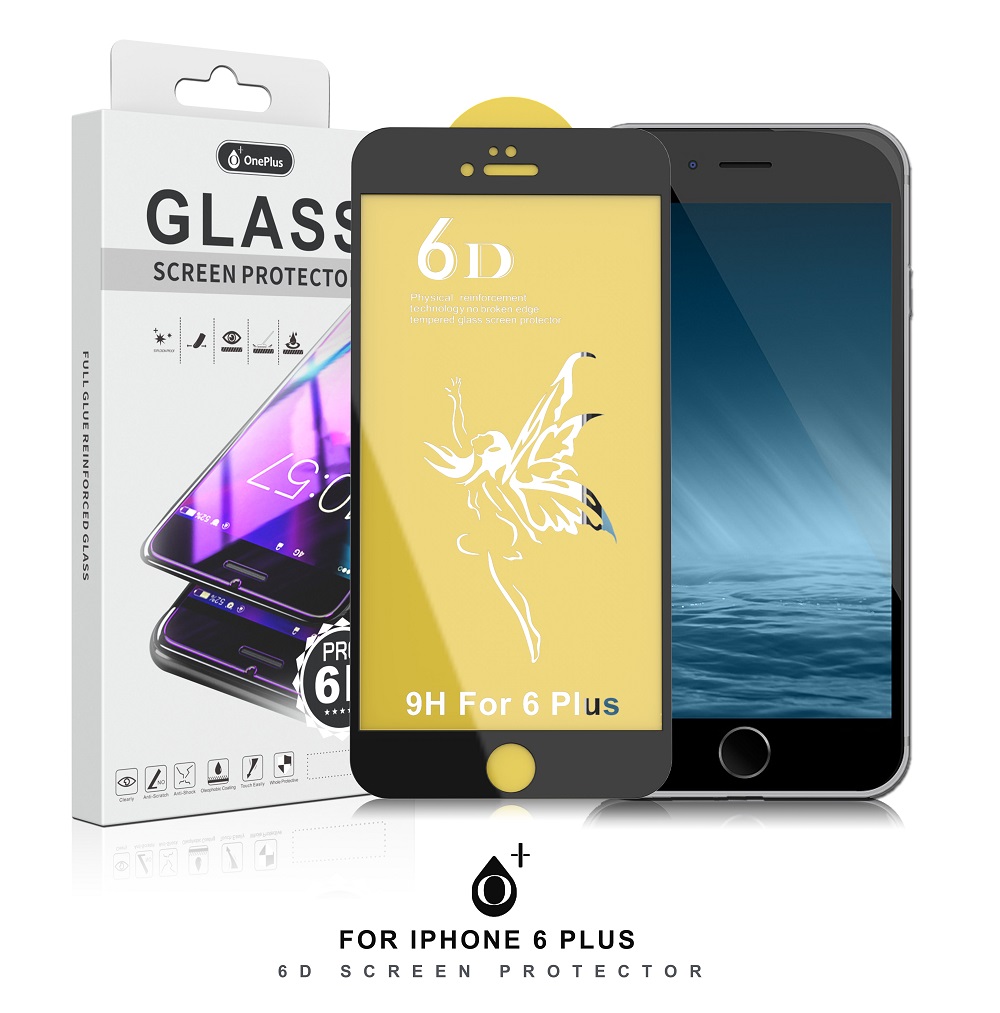 EQ IP 6G Plus NE 6D Protector de Pantalla Cristal Reforzado para Iphone 6G Plus, Negro