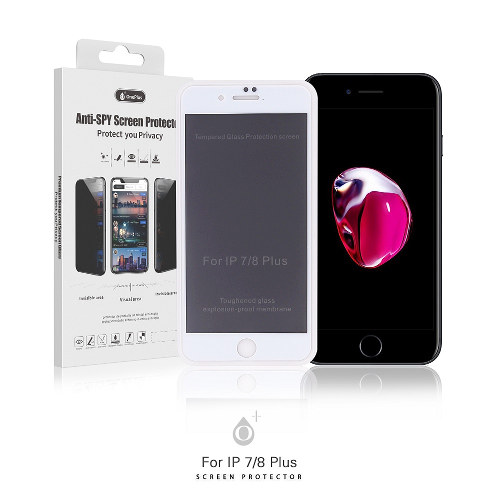 FTK IP 7G Plus/8G Plus BL Protector de Pantalla de Cristal Anti-espia para Iphone 7G Plus/8G Plus, Blanco