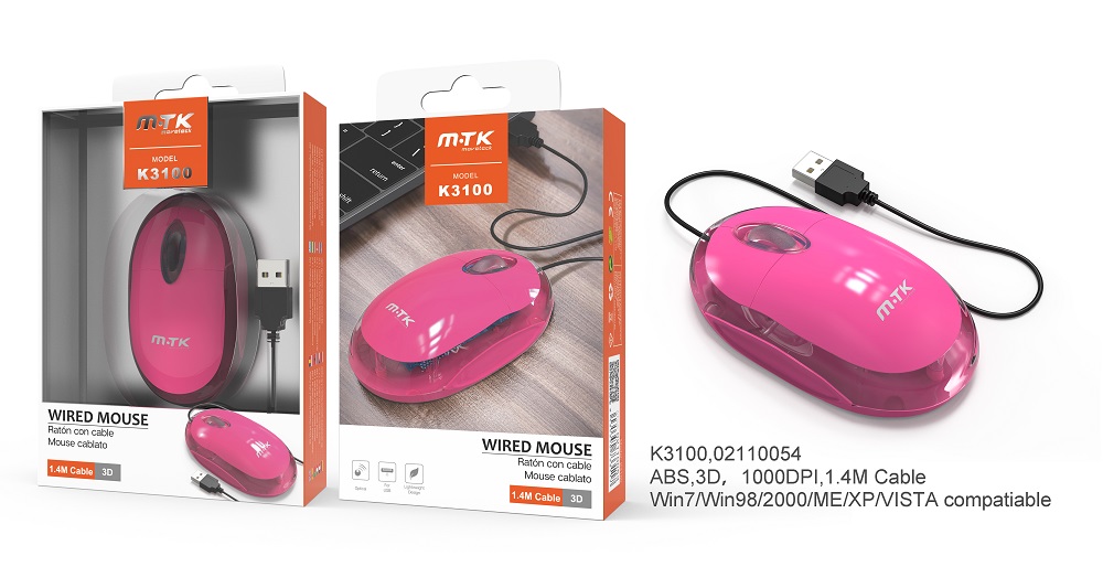 K3100 RS Raton Optico Dinker K3100 Rosa