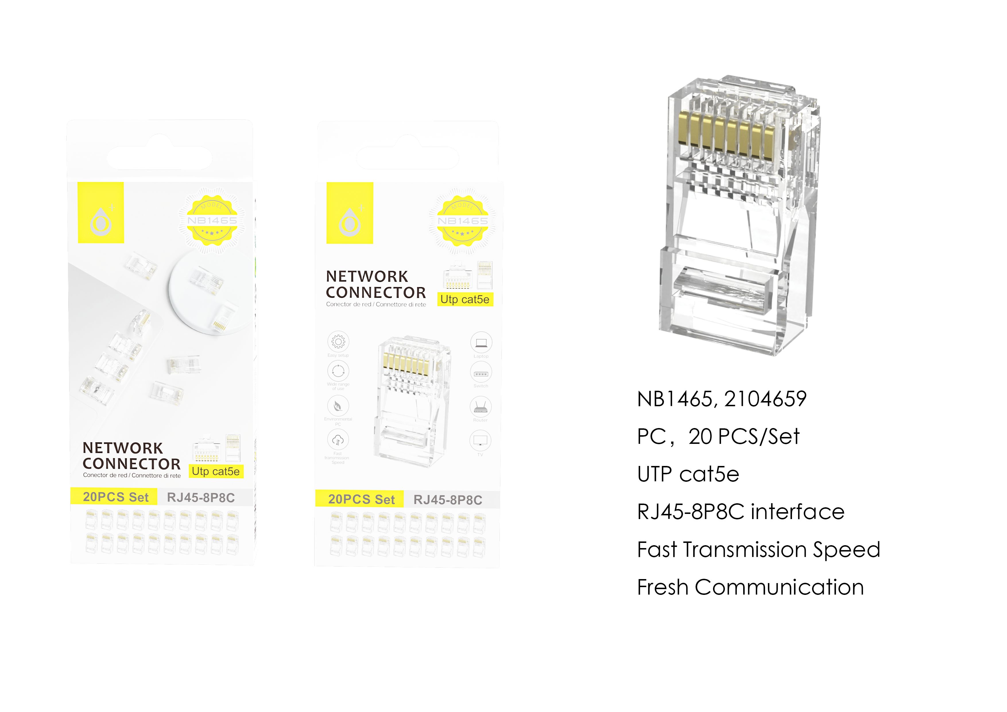 NB1465  Conectores RJ45 8P8C(Cat5e) para Ethernet 20pcs