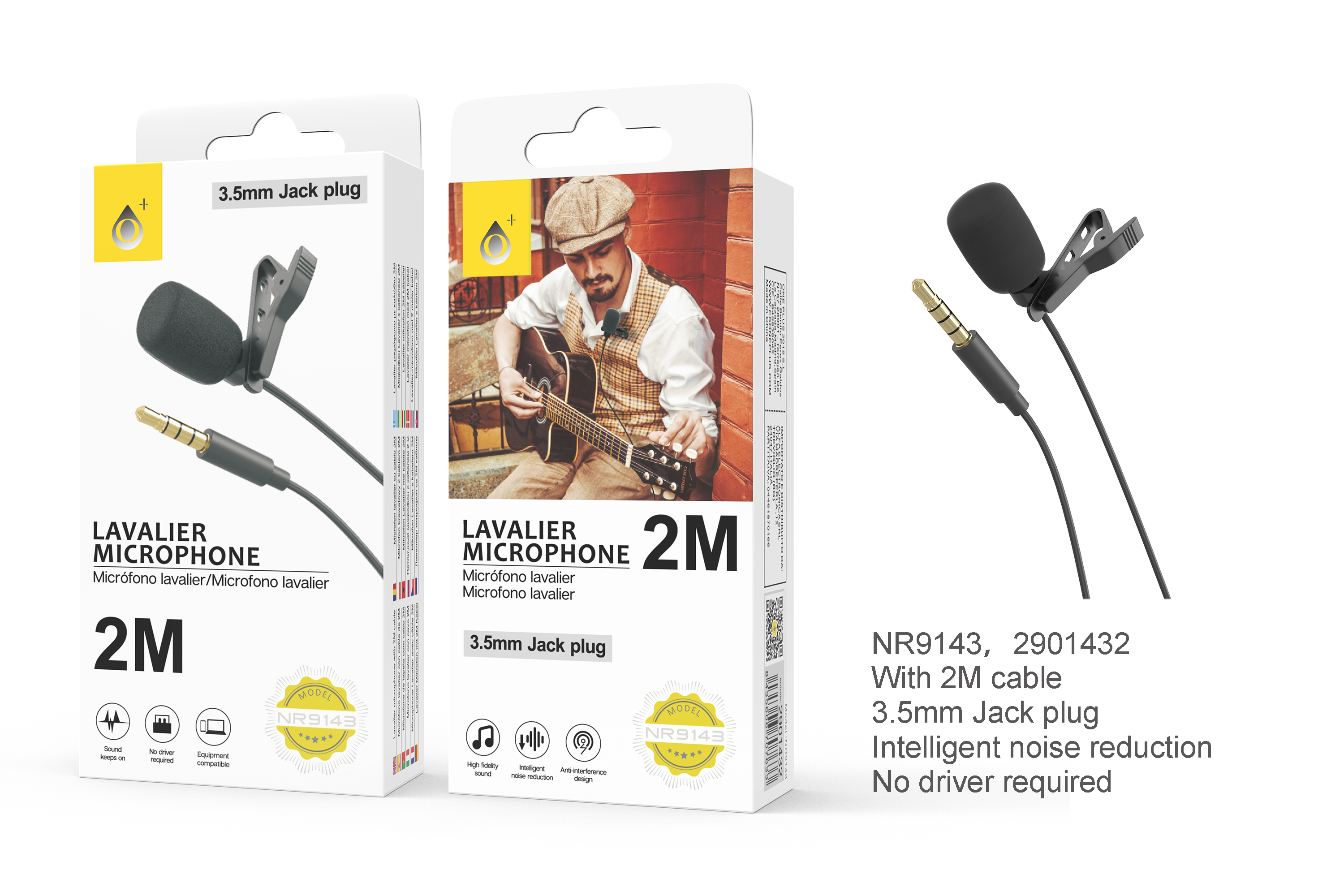 NE NR9143 Mini Micrófono 3,5mm Audio JACK Con Clip de Solapa, Amplia Respuesta De Frecuencia Y Alta Sensibilidad,Con Reduccion Del Ruido.Adecuado Para