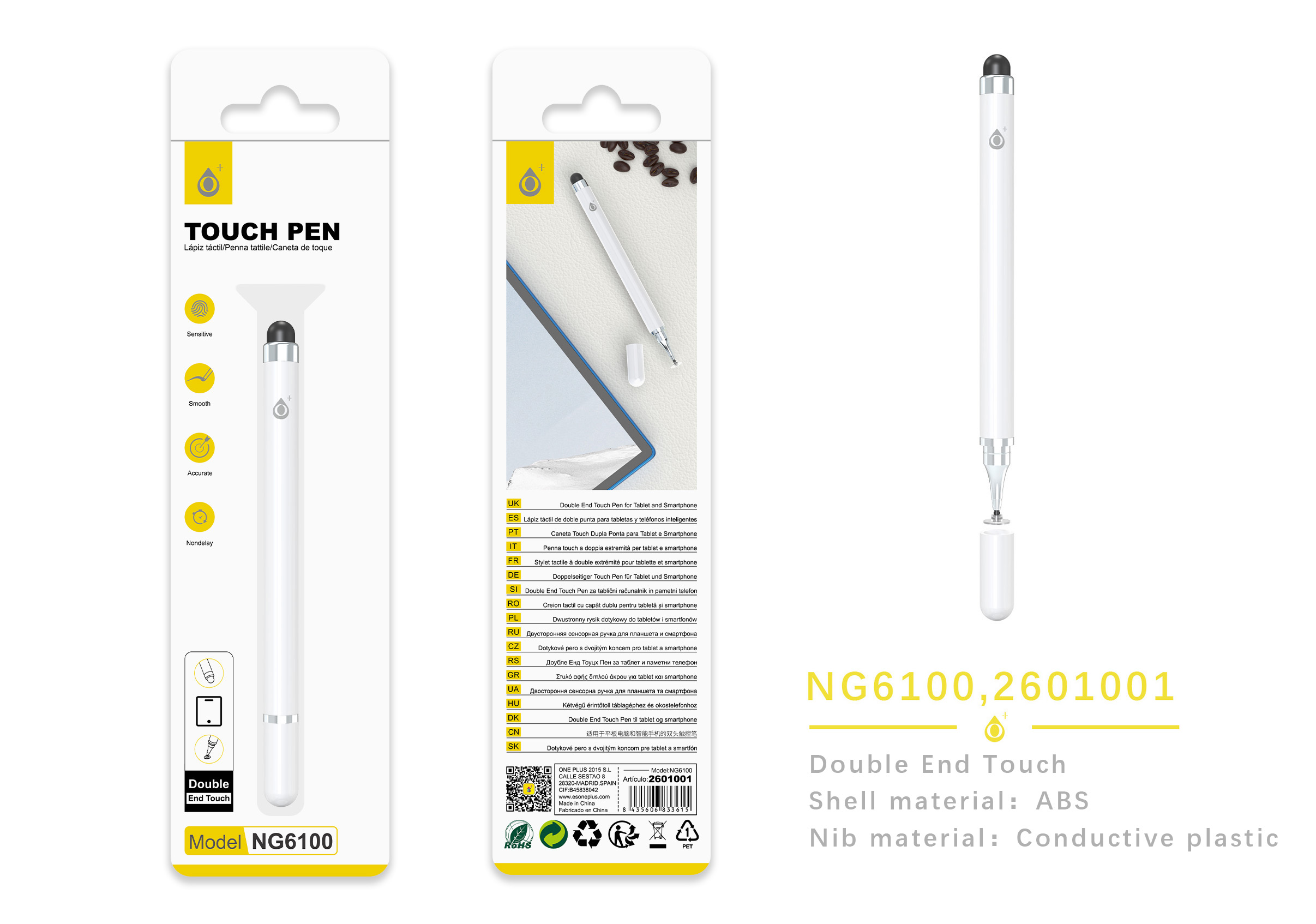 NG6100 BL Puntero doble punta para los Moviles y Tablets, Blanco