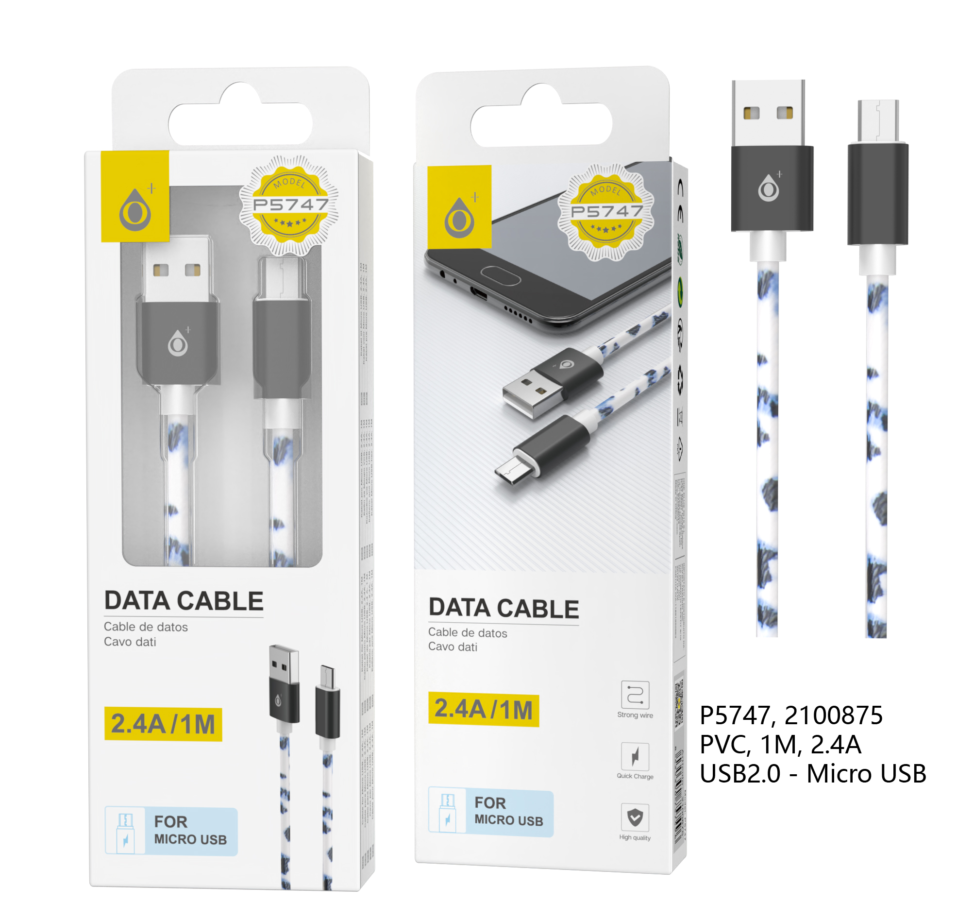 P5747 Cable de Datos Rainbow Para Micro USB , 2.4A/1M