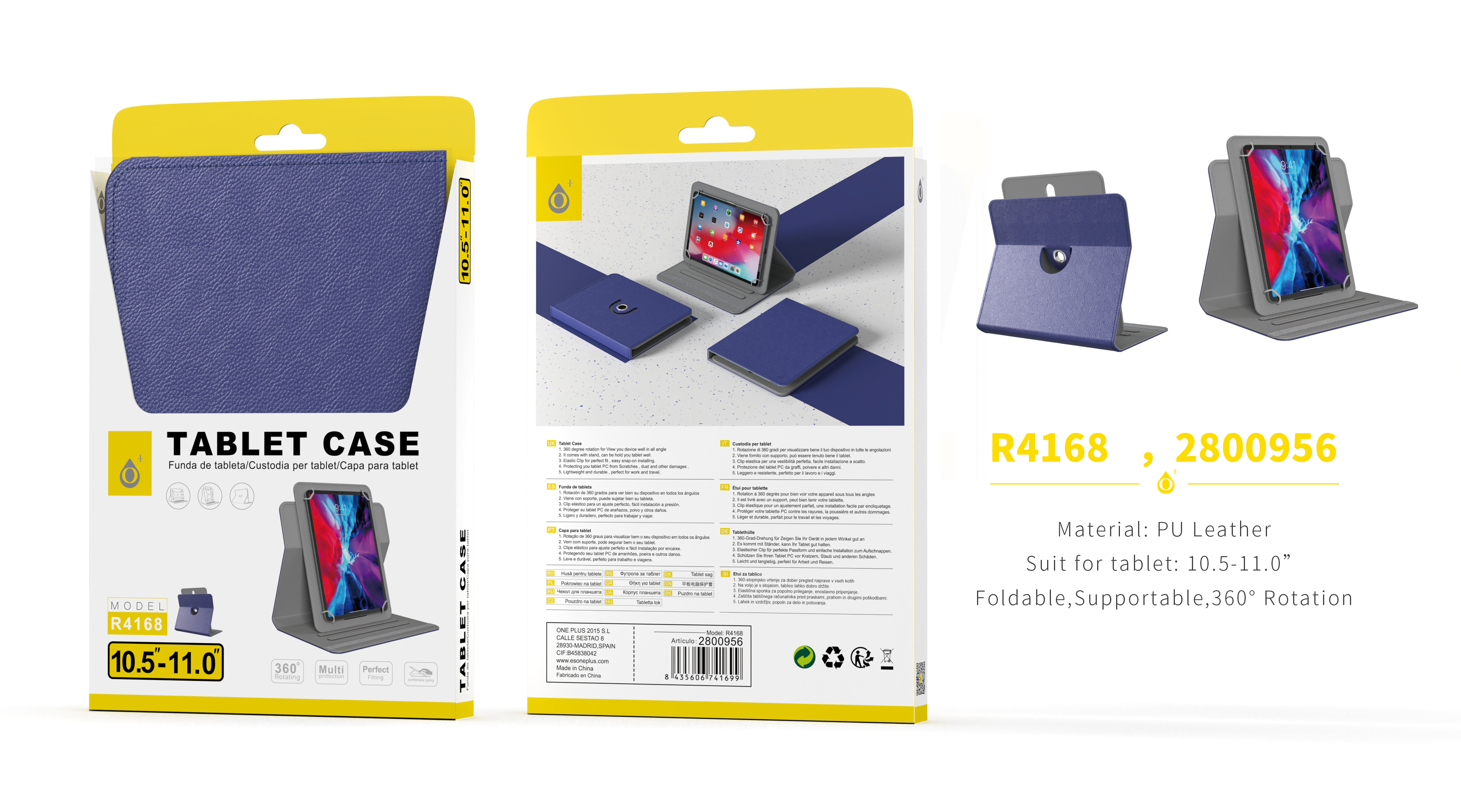 R4168 AZ Funda universal  Portable para Tablet 10.5-11.0 pulgada Azul