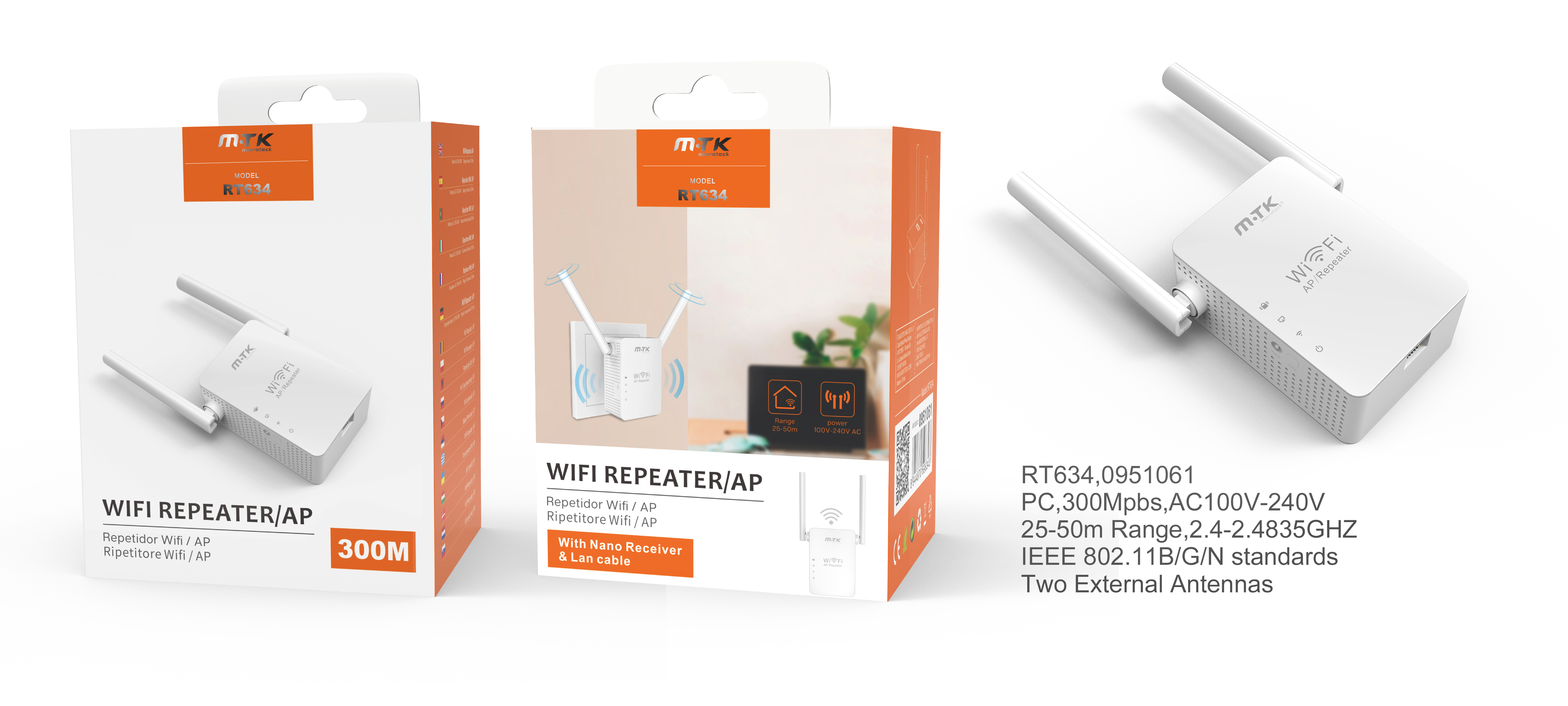 RT634 BL Repetidor Wifi Inalambrico , Blanco