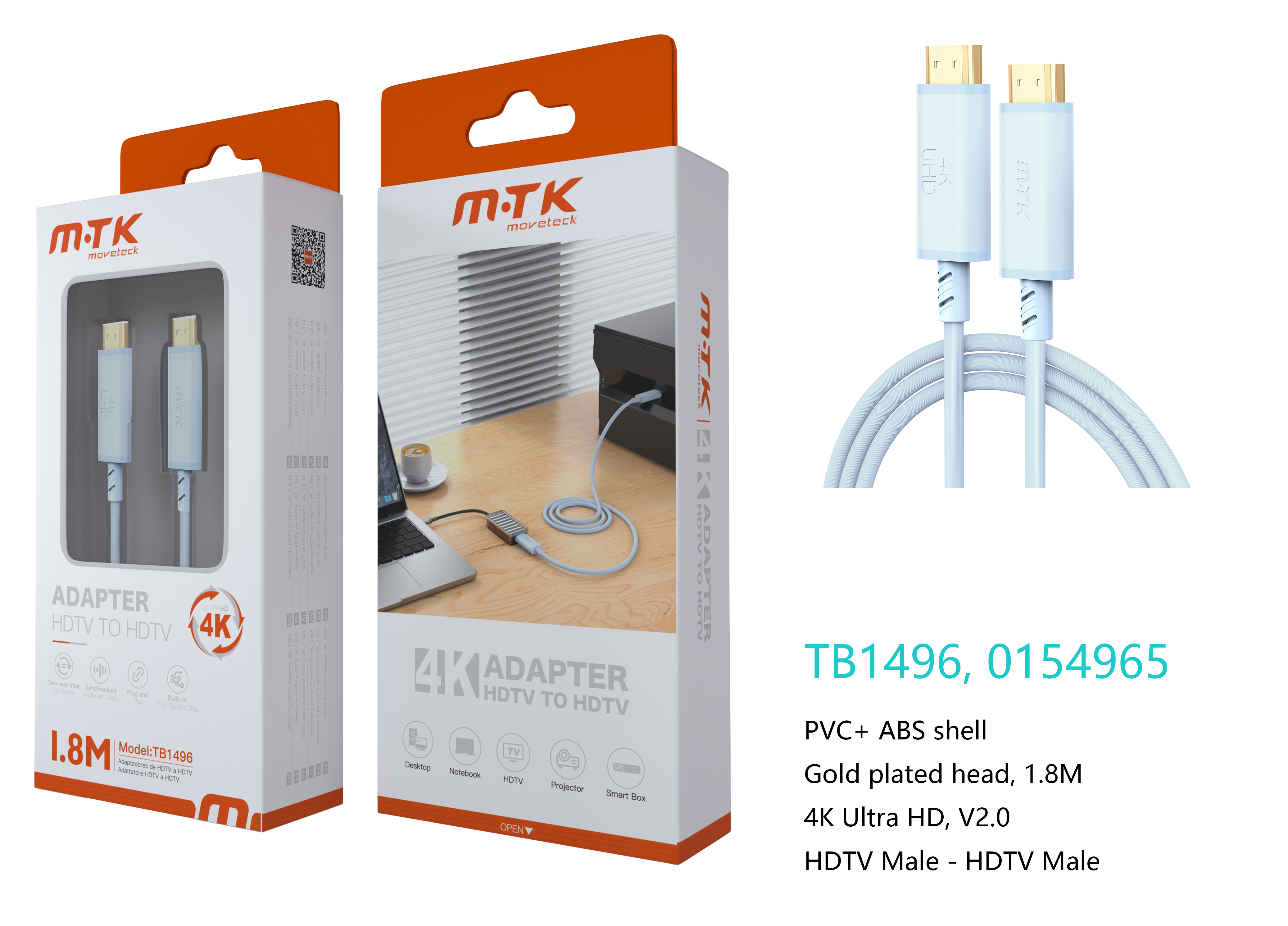 TB1496 AZ Luxury Cable HDMI(Macho) a HDMI(Macho), Version2.0, 4K/60Hz, Cable 1.8M, Azul