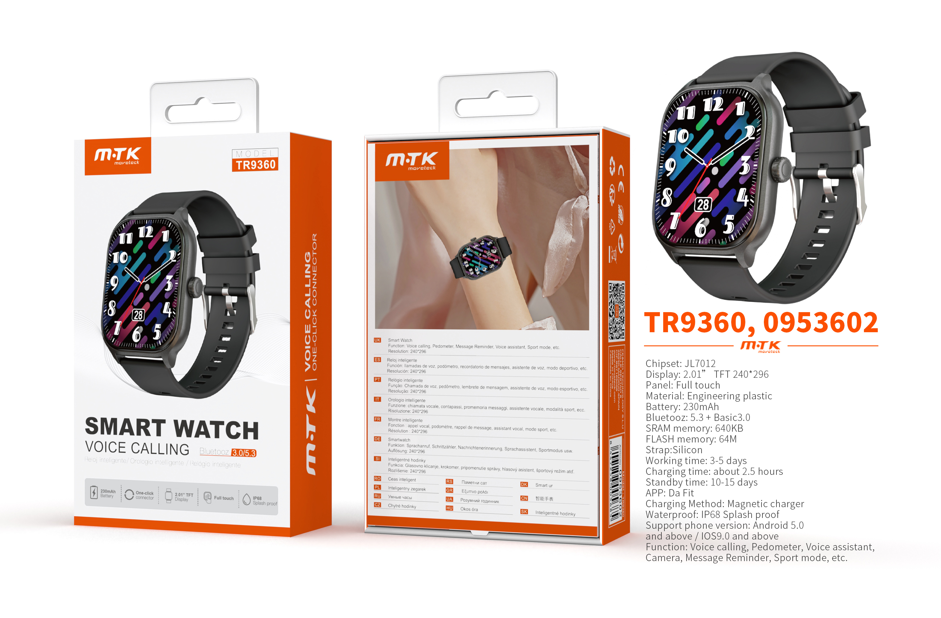 TR9360 NE Reloj Inteligente con bluetooth 5.3, Pantalla Full tactil de 2.01 pulgadas, Soporta llemad