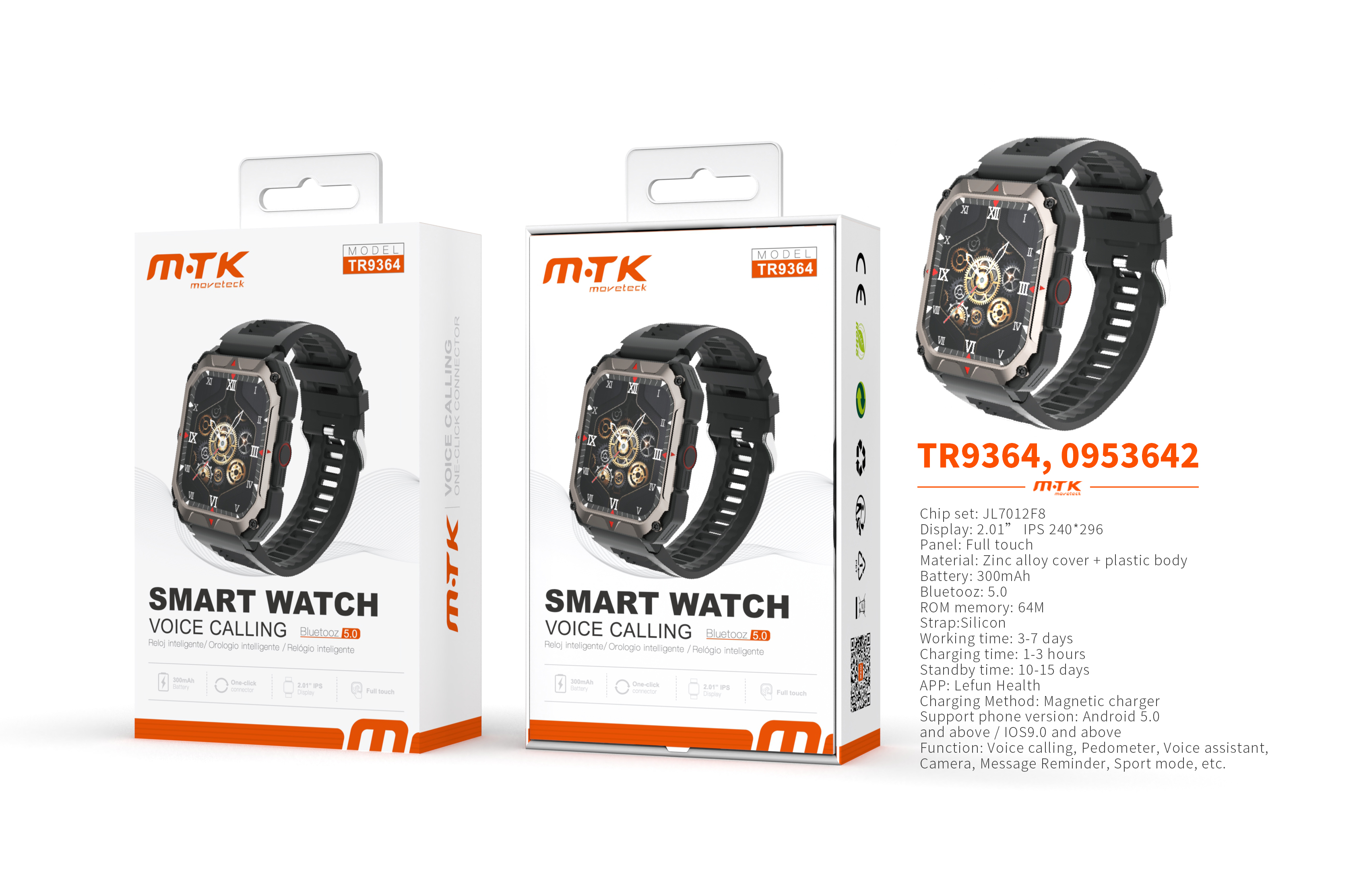 TR9364 BL Reloj Inteligente con bluetooth 5.0, Pantalla Full tactil de 2.01 pulgadas, Soporta llemad