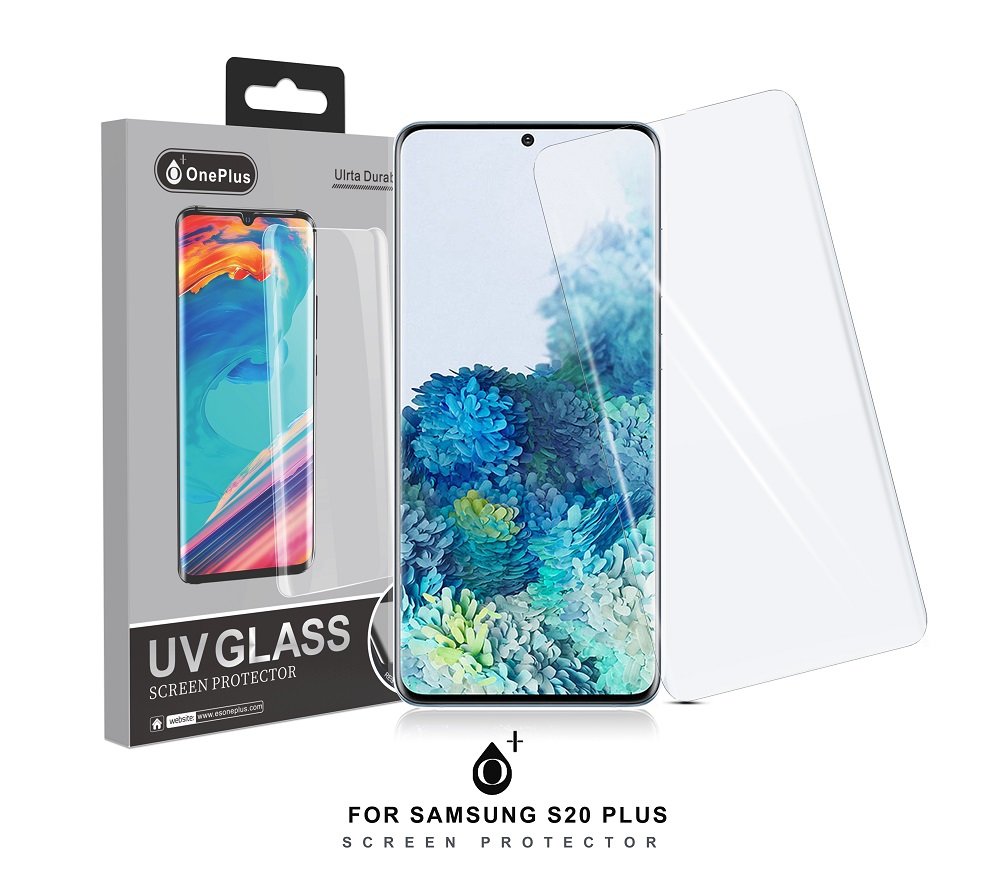 UV S20 Plus Protector de Pantalla de Cristal Templado UV para Samsung S20 Plus, Transparente