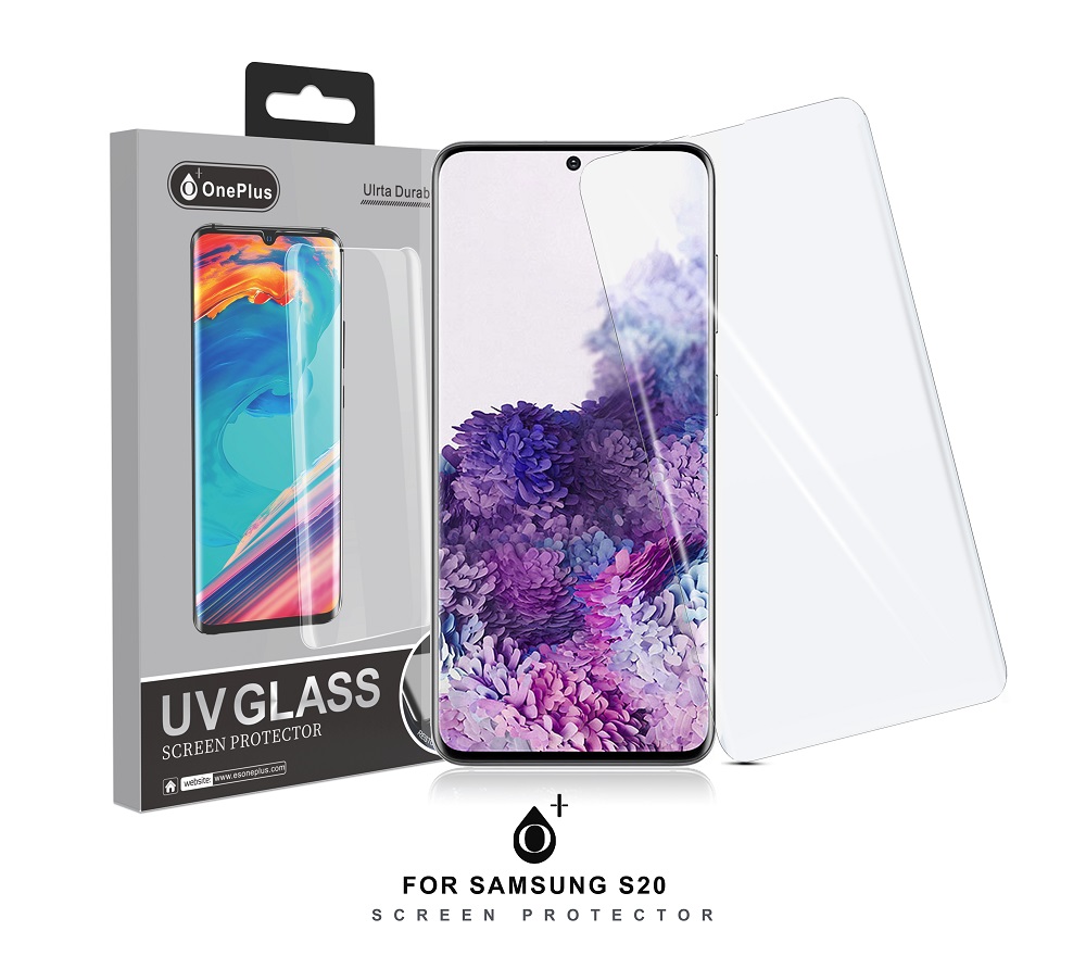 UV S20 Protector de Pantalla de Cristal Templado UV para Samsung S20, Transparente